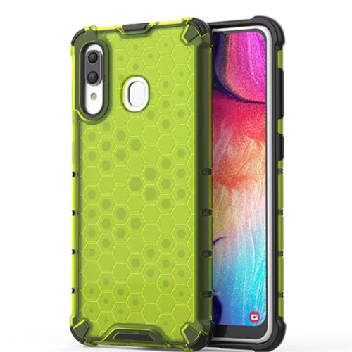 Coque en TPU hybride d'amortisseur de nid d'abeilles vert pour votre Samsung Galaxy A30/A20