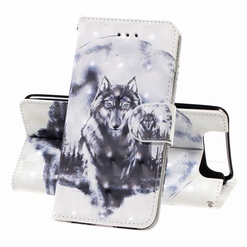 Etui en PU impression de motif de décor de tache lumineuse Loup avec support pour votre Samsung Galaxy A80/A90