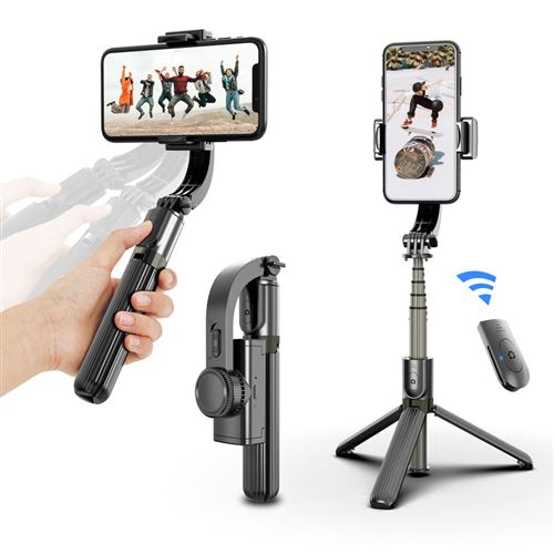 Stabilisateur Gimbal Pour Smartphone - Télécommande Bluetooth, Trépied Intégré - Compatible IOS/Android - Pour Selfies Et Vidéos Stables