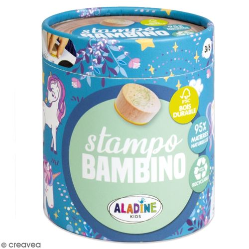Kit de tampons bois Stampo Bambino - Licorne - 8 pcs