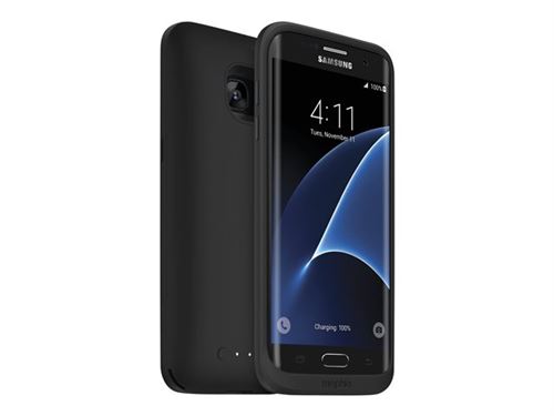mophie Juice Pack - Batterijbehuizing achterzijde behuizing voor mobiele telefoon - zwart - voor Samsung Galaxy S7 edge
