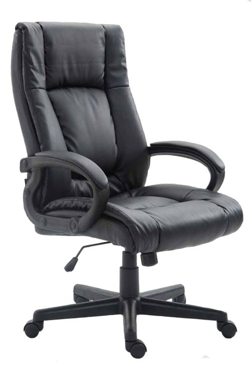 Fauteuil de Bureau XL Sparta en Similicuir - Chaise de bureau avec Hauteur Réglable et Pivotante - Couleur Noir