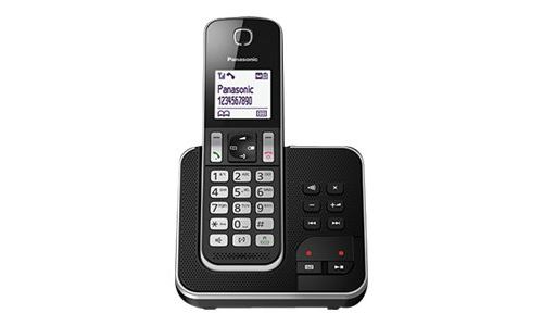 Panasonic KX-TGD320 - Téléphone sans fil - système de répondeur avec ID d'appelant/appel en instance - DECTGAP - (conférence) à trois capacité d'appel - noir, argent