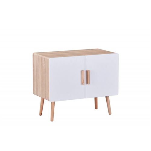 Commode rétro/design SINTRA coloris chêne, blanc et hêtre.