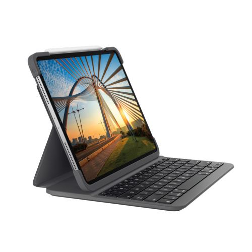 Logitech Slim Folio Pro - Clavier et étui - rétroéclairé - sans fil - Bluetooth LE - QWERTZ - Allemand - pour Apple 11-inch iPad Pro (1ère génération, 2e génération)
