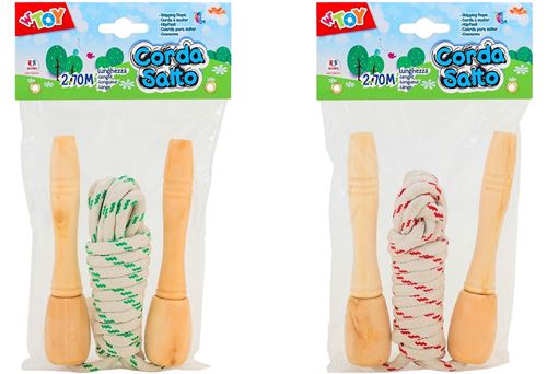 Globo Toys Globo – 594 d'été 270 cm Corde à Sauter avec poignée en Bois Naturel et roulement