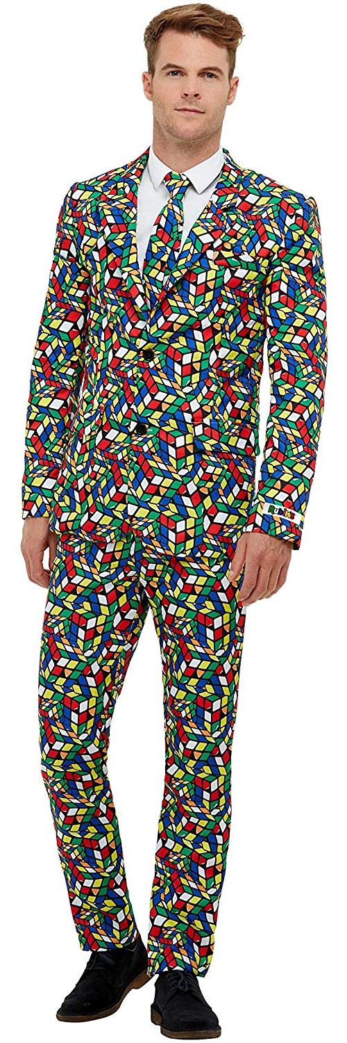 Smiffys 40389L Costume Rubik's Cube pour homme, multicolore, L - Taille 106-112 cm