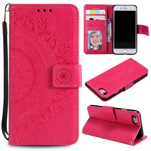 Etui en PU fleur avec support rose pour votre Apple iPhone 7/8 4.7 pouces