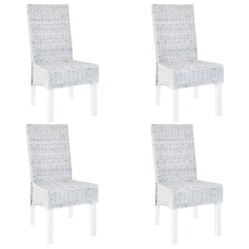vidaXL Eetkamerstoelen 4 st kubu rattan en mangohout grijs