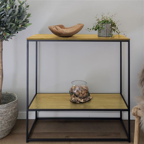 Table console - SEAFORD - chêne / noir - meuble multifonctionnel