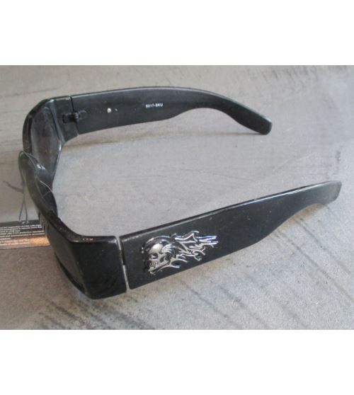 lunette de soleil crane flamme horizontal en relief biker homme rock
