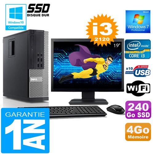 Pc dell 990 sff core i3-2120 ram 4go disque 240 go ssd wifi w7 ecran 19'  - Dell reconditionné disponible sur Fnac