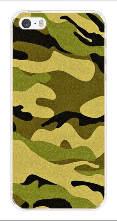 Coque en silicone imprimée compatible iPhone 5 iPhone 5S Camouflage