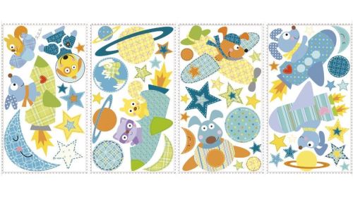 Roommates stickers muraux repositionnables pour enfants motif chiens astronautes k3691