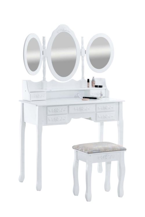 Coiffeuse Pauline avec tabouret bas , Blanc