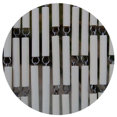 La Tenda - Rideau de porte en polyéthylène beige et acier Campos 90x210 cm