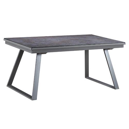 DIURA - Table Repas Rectangulaire Métal et Verre