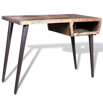 Vidaxl Bureau En Bois Recycle Avec Pieds Acier Achat Prix Fnac