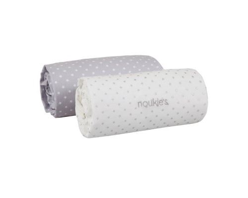 Lot de 2 draps housse poudre d'étoiles 60x120 cm gris - noukie's