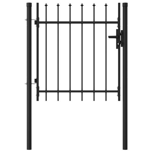 chunhe Portillon simple porte avec dessus à pointe Acier 1x1 m Noir AB146032