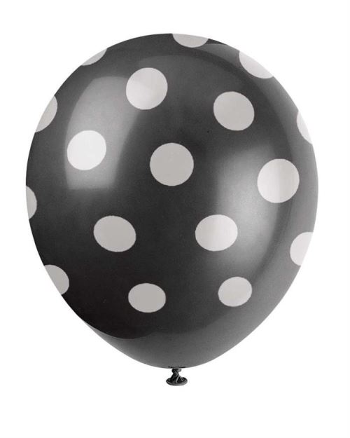 Haza Original ballons pointillés noir/blanc 30 cm 6 pièces