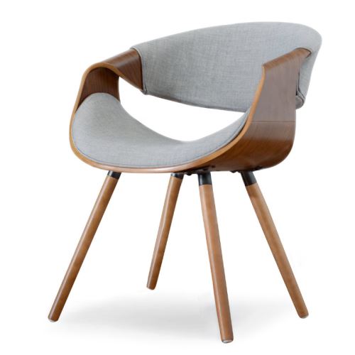 Chaise design / Chaise salle à manger - BENTIAL - 56 cm - noyer / gris - piètement en bois - style contemporain