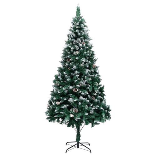 Vidaxl sapin de no&euml;l avec pommes de pin et neige blanche 210 cm 321017