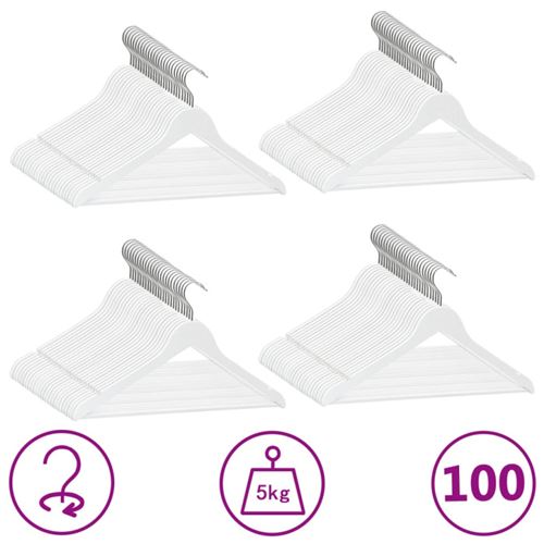 Vidaxl - Cintres antid&eacute;rapants 100 pcs Blanc Bois dur Blanc