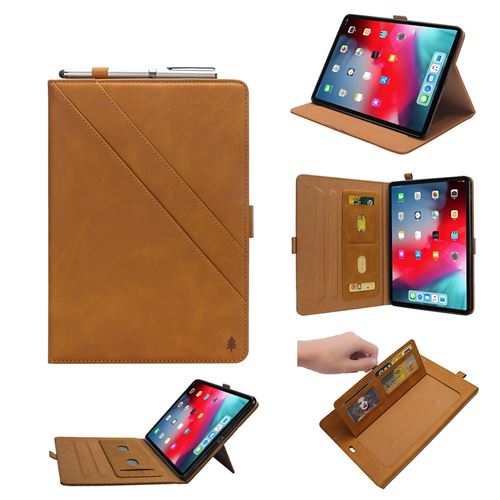 Etui en PU flip multi-slot marron pour votre Apple iPad Pro 11-inch (2018)