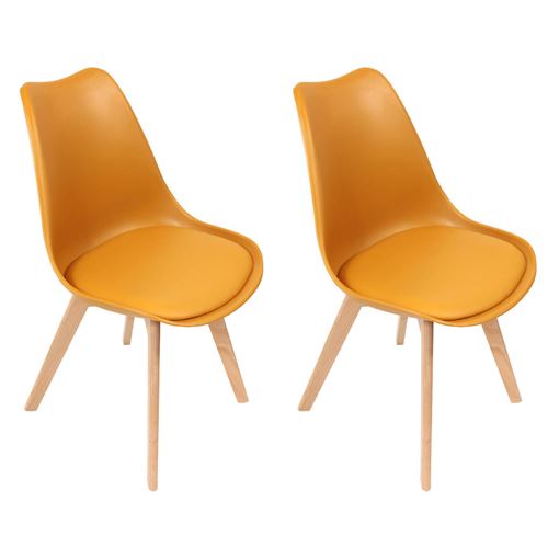 Altobuy Medaline - Lot de 2 Chaises Scandinaves Jaunes