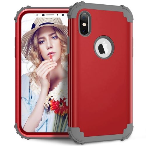 Iphone X / Xs Coque Protection Plastique Electroplating Rouge Als81344