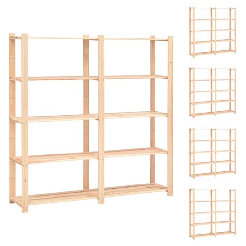 Vidaxl Opbergrekken 5-Laags 5 St 170X38x170 Cm Grenenhout 500 Kg3051111
