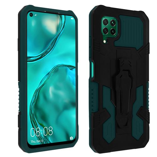 Coque pour Huawei P40 Lite Antichoc Béquille et Clip Ceinture Métallique Vert