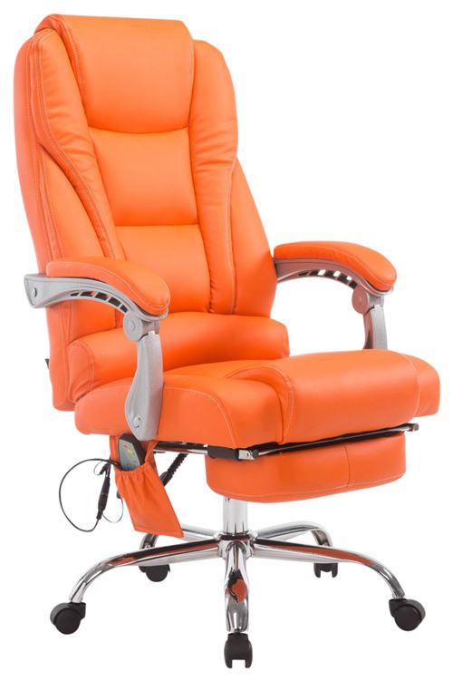 CLP Fauteuil de bureau Pacific en similicuir avec une fonction massage , Orange