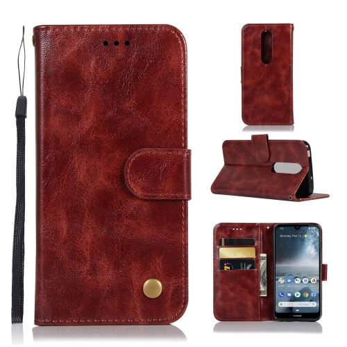 Etui en PU premium vintage rouge vin pour votre Nokia 4.2