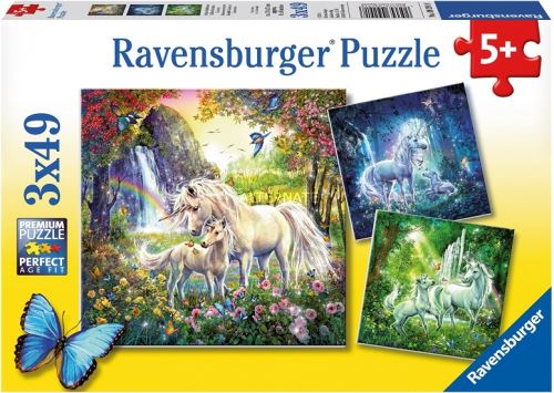 Set avec 3 Puzzles De 49 Pieces Des Licornes En Forets - Puzzle Enfant Ravensburger Fantastique