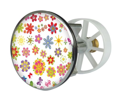 Bouchon de Lavabo Design Fleurs Multicolores – Bonde de en métal Bouchon d'évier – 38–40 mm, 19471 6