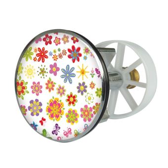 Bouchon de Lavabo Design Fleurs Multicolores – Bonde de en métal