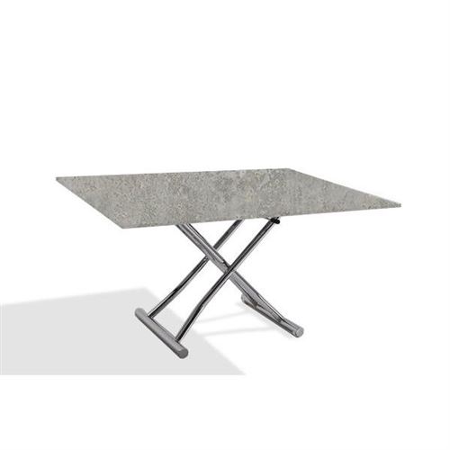 Table basse compacte HIGH and LOW relevable extensible finition béton