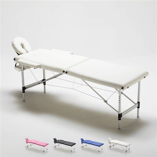 Bodyline - Health and Massage - Table de massage pliante en aluminium portable 2 zones 215 cm Shiatsu, Couleur: Blanc