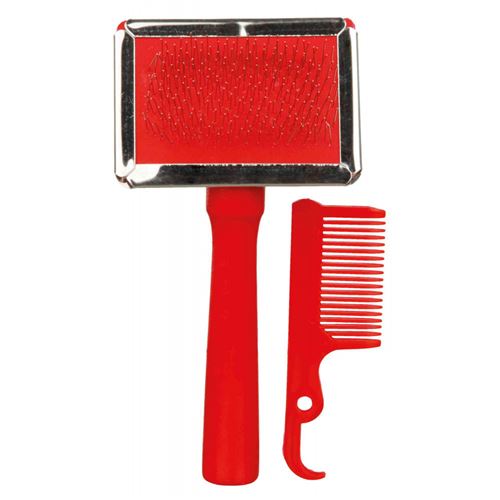Trixie - Brosse souple, poign&eacute;e en bois/poils m&eacute;tal 6 &times; 13 cm