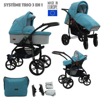 poussette trio chicco bleu turquoise