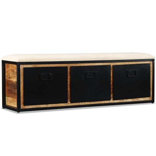 vidaXL Opslagbankje met 3 lades 120x30x40 cm massief mangohout