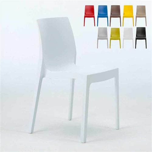 Grand Soleil - 22 Chaises Rome Grand Soleil en polypropylène empilables pour bar et café, Couleur: Blanc