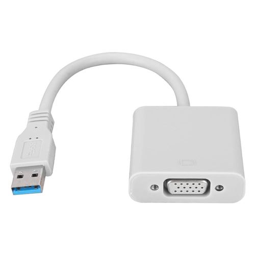 Câble adaptateur USB 3.0 vers VGA pour système Win 7/8 (blanc)