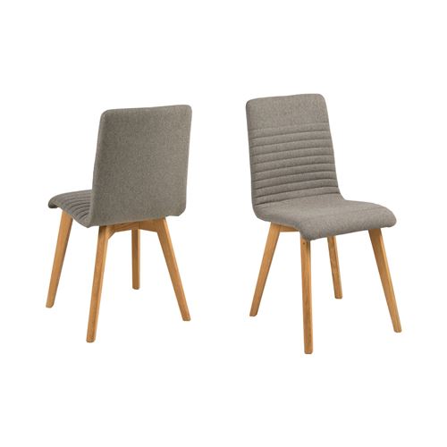 Chaises tissu et bois chêne - ROSA (Lot de 2)
