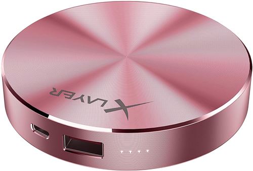 Xlayer Power Bank Plat et Rond dans Fashion Design Rose Gold