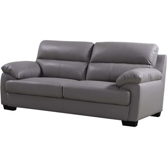 Canapé Cuirpvc Cardiff 3 Places Gris Clair