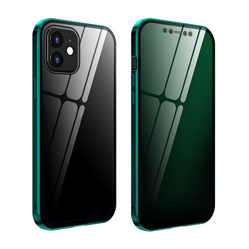 Protection des yeux Couverture de boîtier en verre métallique à adsorption magnétique pour iPhone 12 Pro - Vert clair
