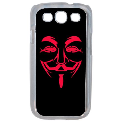 Coque Anonymous Noir Et Rouge Compatible Samsung S3 Transparent